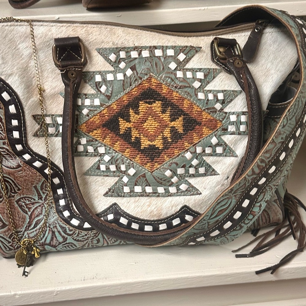 Aztec leather handbag